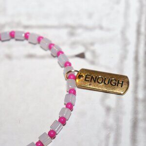 Beautiful glass beaded Inspirational bracelet NWOT 7" "Enough"